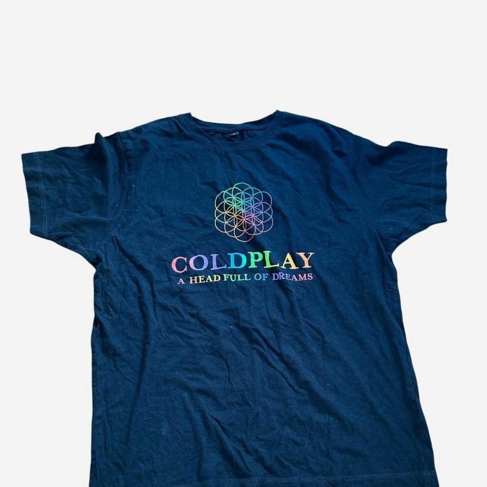 Coldplay Tour Shirt Unisex L Black A Head Full of Dreams Band Tee Concert Merch